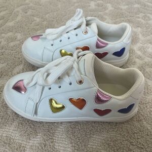 Kids Kurt Geiger Girls' Lane Love Metallic Detail Leather Lace-Up Sneakers